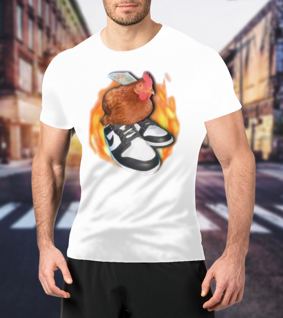 Cringeytees Swag Chicken Money Sneakers Flame Comedic Fashion T-Shirt
