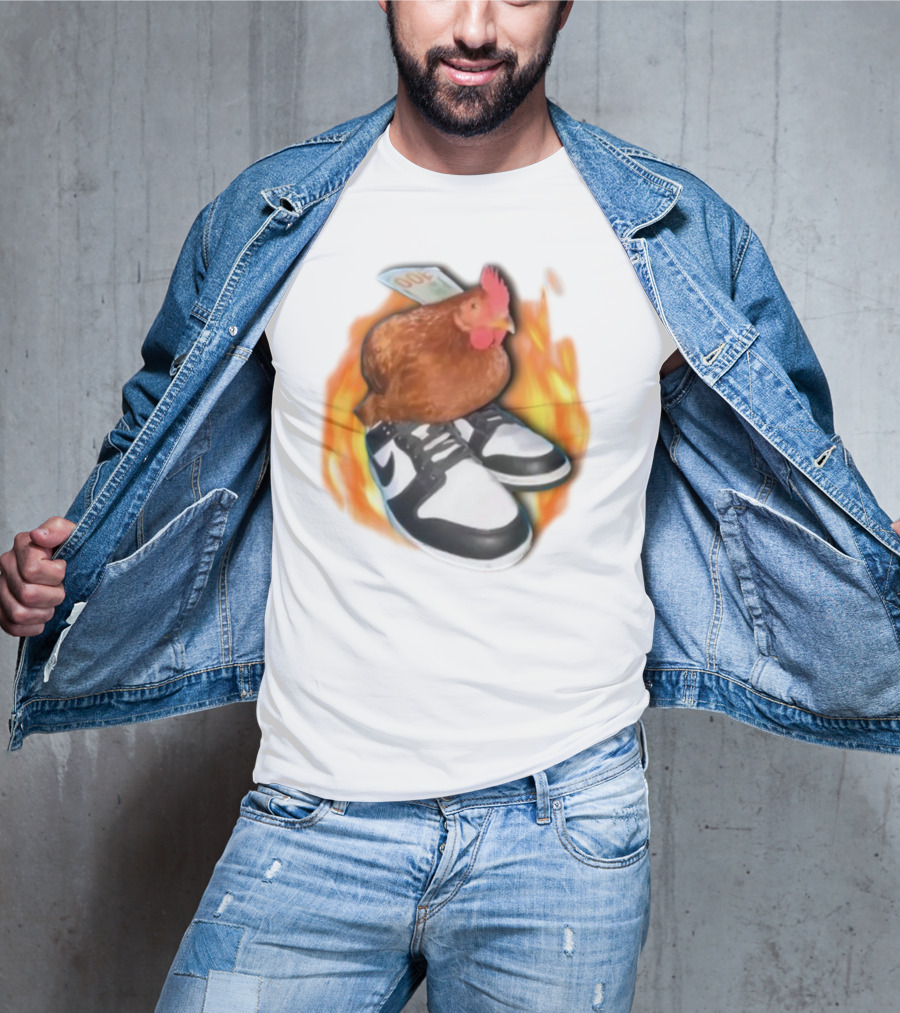 Cringeytees Swag Chicken Money Sneakers Flame Comedic Fashion T-Shirt