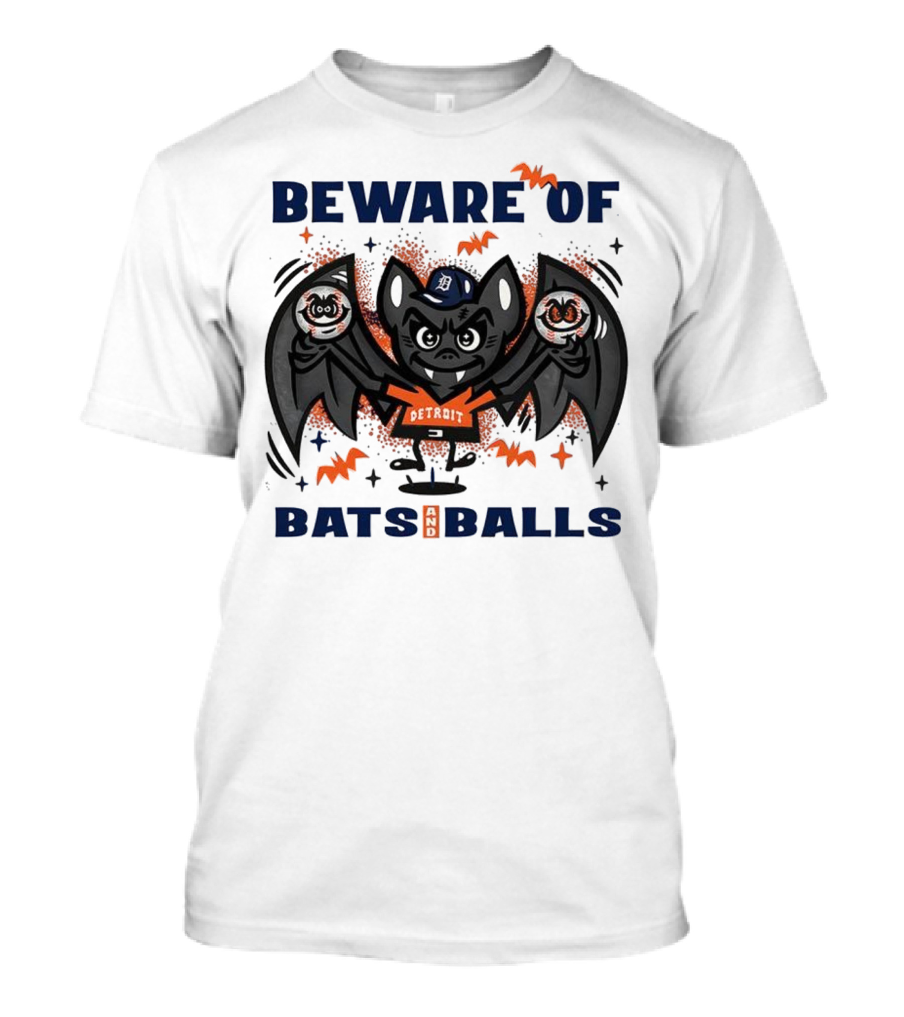 Beware Of Bats And Balls Detroit Halloween Baseball Theme T-Shirt