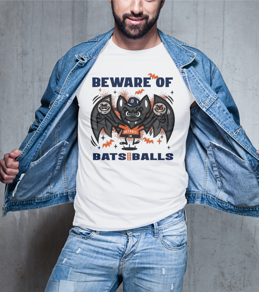 Beware Of Bats And Balls Detroit Halloween Baseball Theme T-Shirt