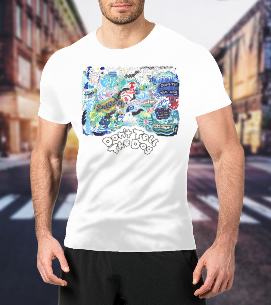 Don't Tell The Dog Sunflower Ventura Highway Whimsical Collage T-Shirt