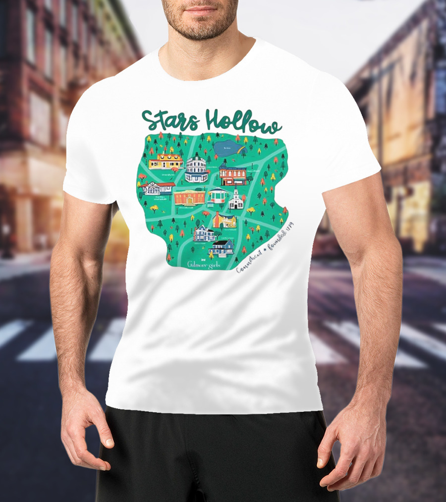 Stars Hollow Map Gilmore Girls Town Landmarks T-Shirt