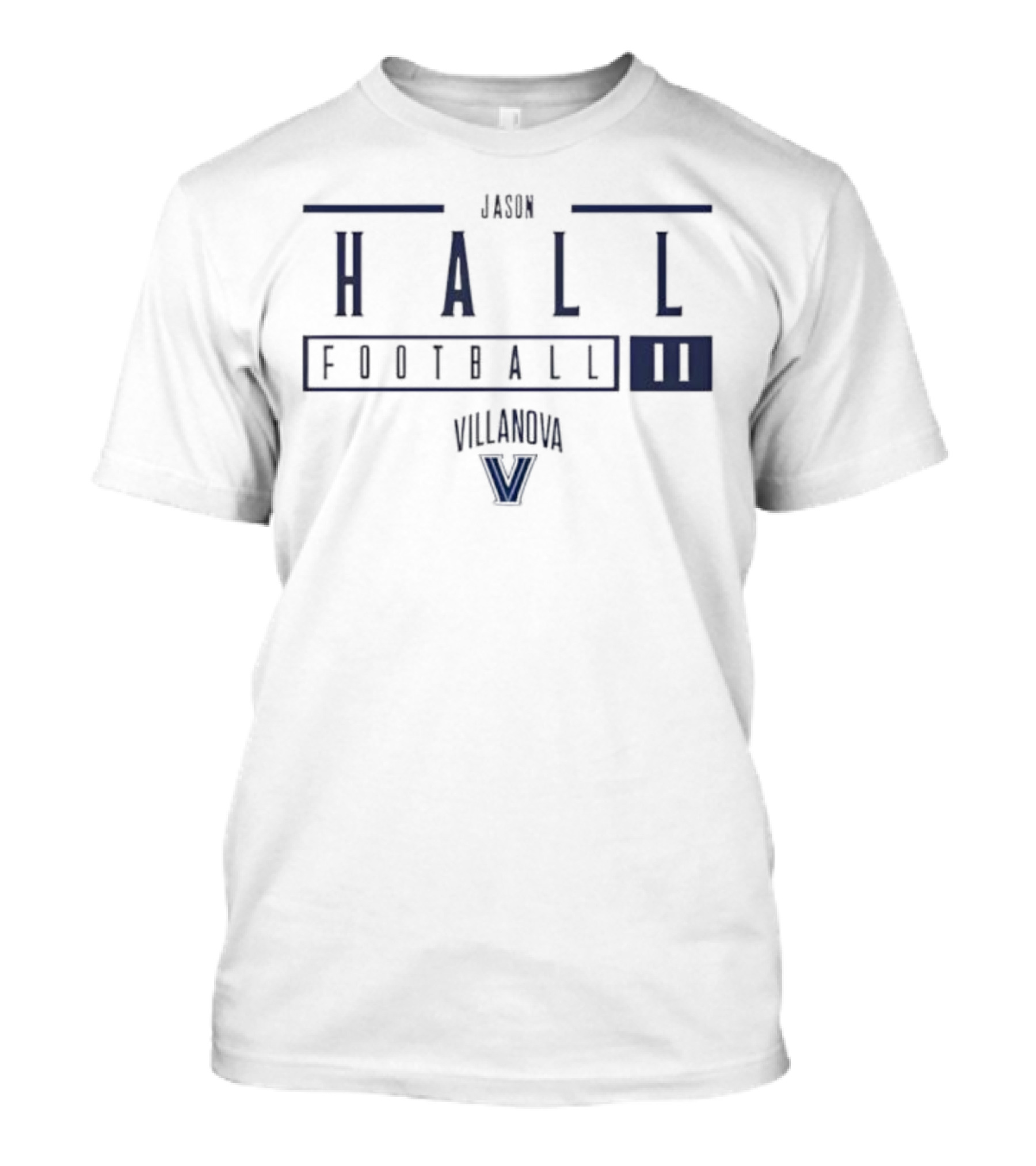 Jason Hall Number 11 Football Villanova University V Logo T-Shirt