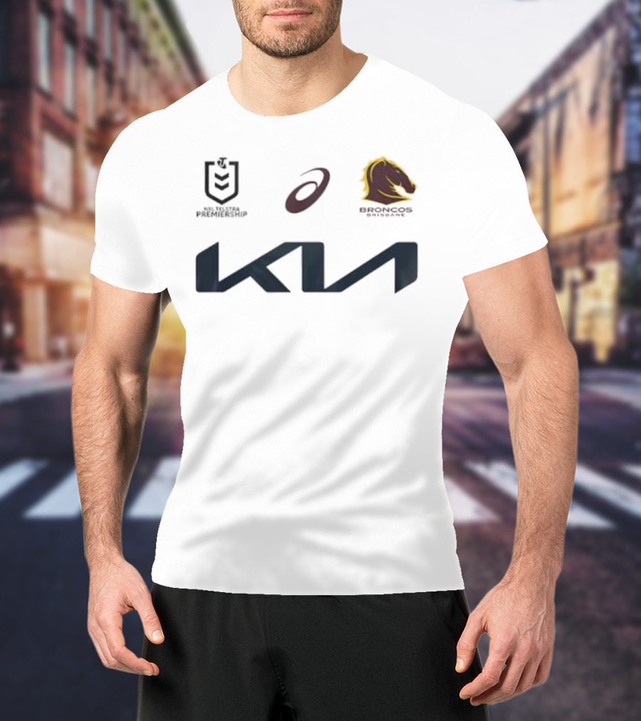 Kia Brisbane Broncos 2025 NRL Away Jersey Asics National Rugby League T-Shirt