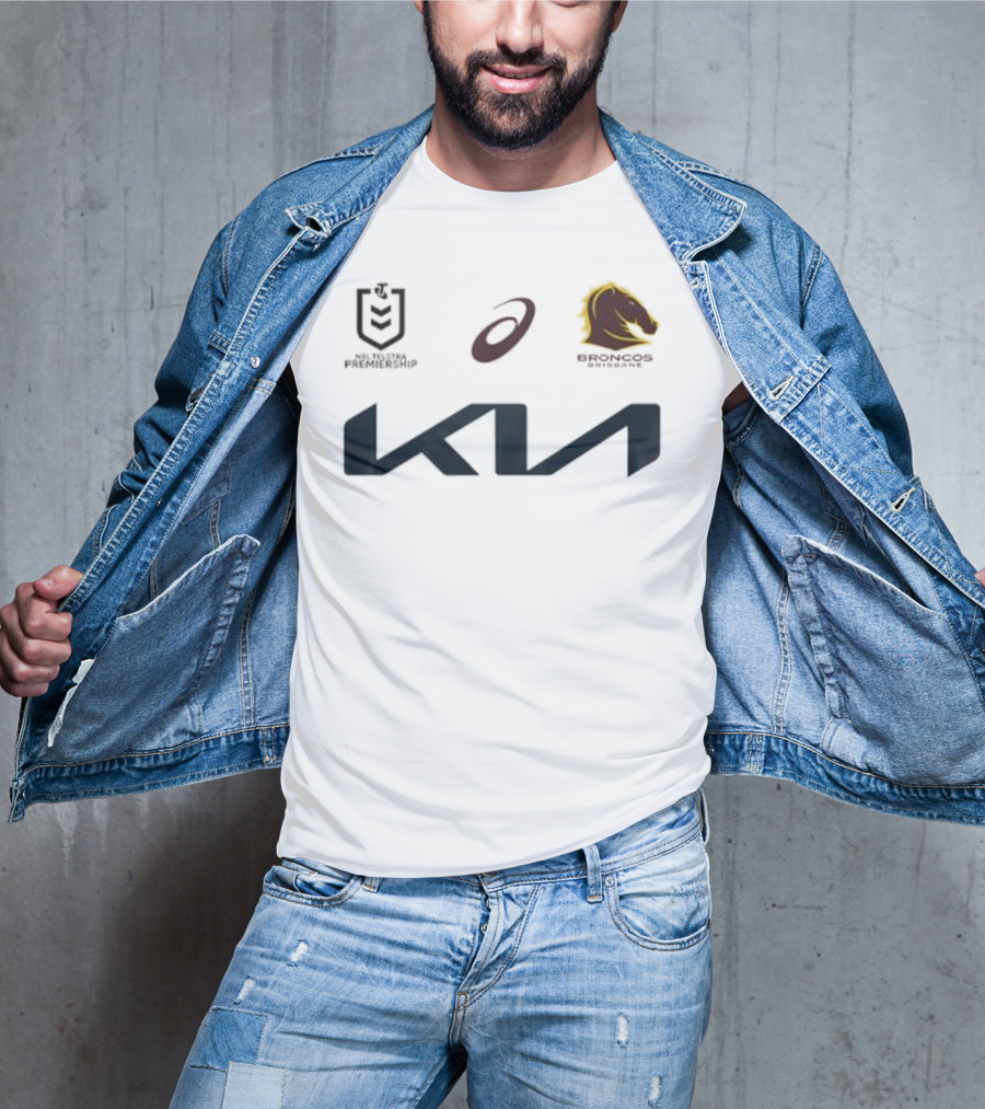 Kia Brisbane Broncos 2025 NRL Away Jersey Asics National Rugby League T-Shirt