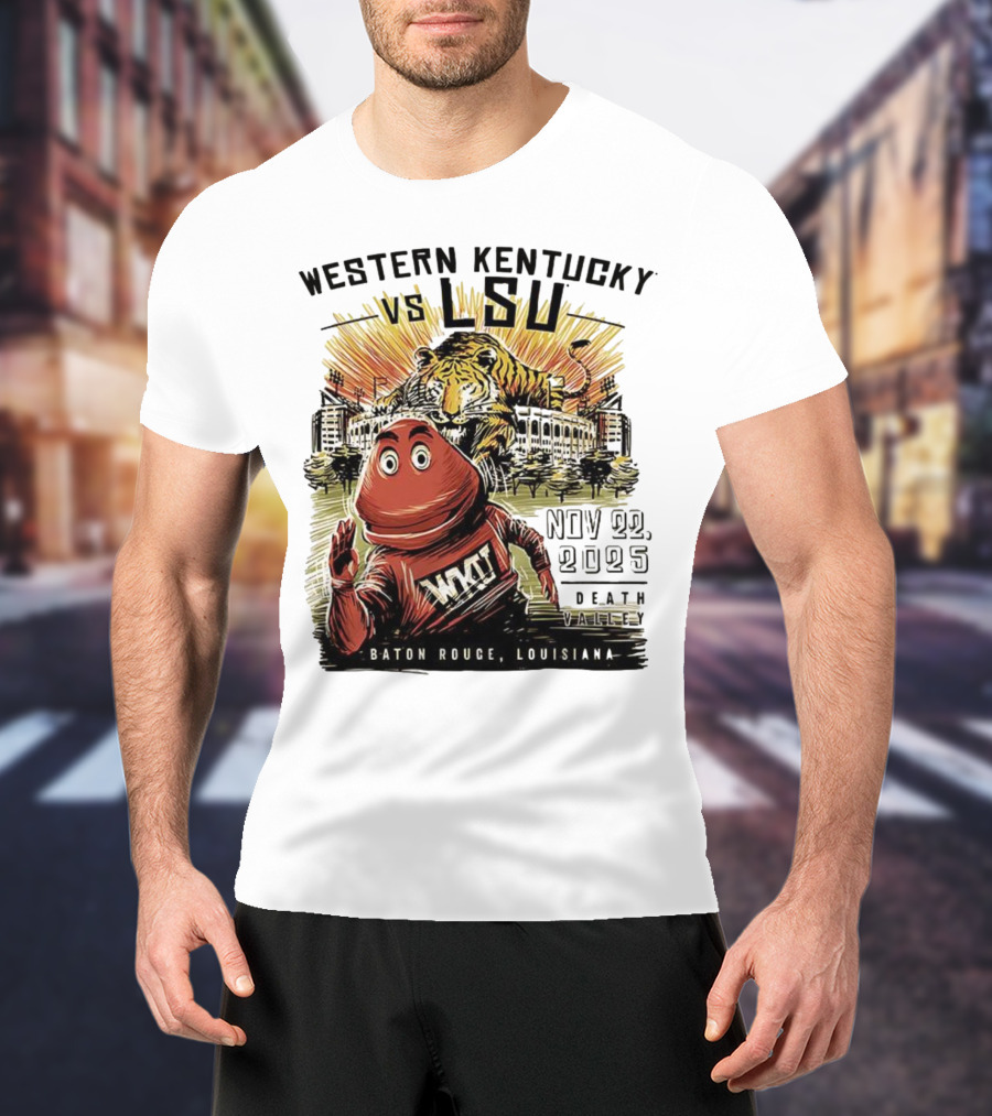 Western Kentucky Vs LSU November 2025 Tiger Mascot Baton Rouge Louisiana Stadium T-Shirt