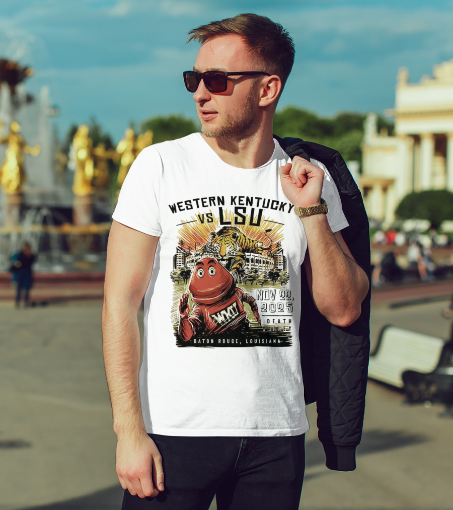 Western Kentucky Vs LSU November 2025 Tiger Mascot Baton Rouge Louisiana Stadium T-Shirt