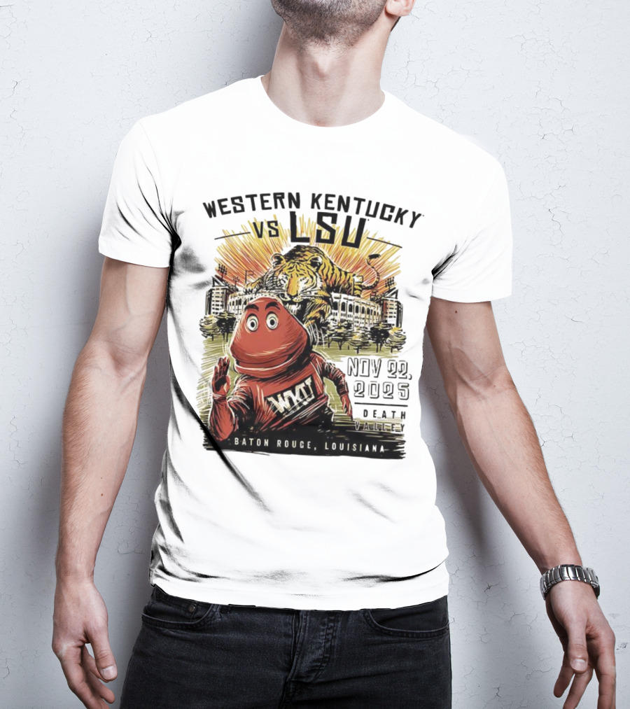 Western Kentucky Vs LSU November 2025 Tiger Mascot Baton Rouge Louisiana Stadium T-Shirt