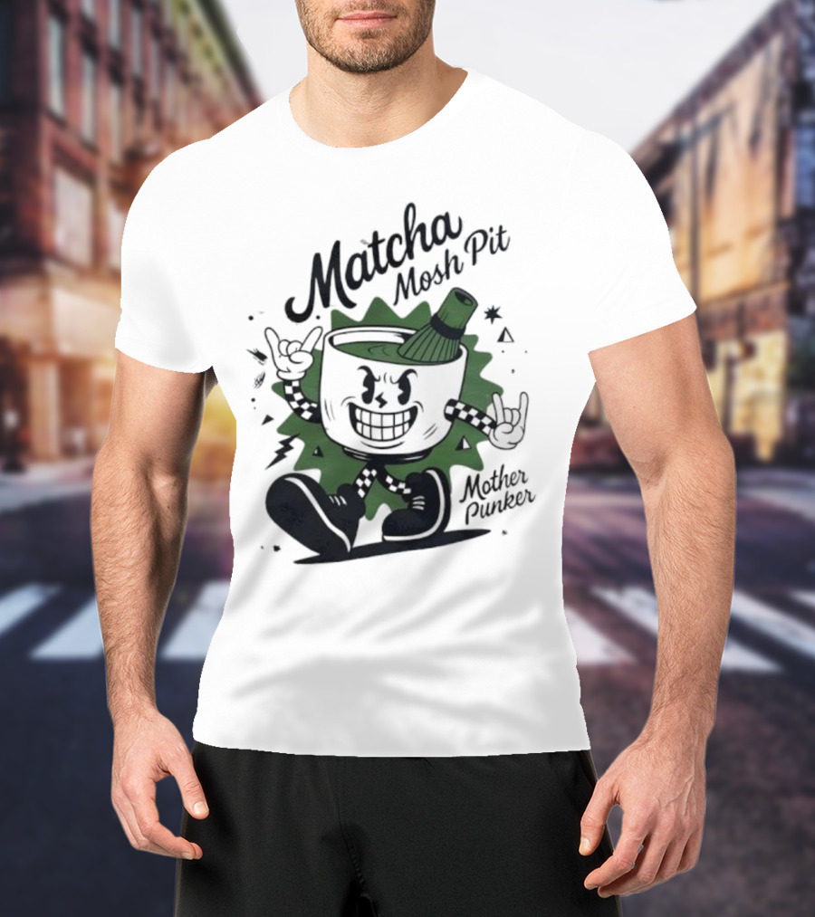 Matcha Mosh Pit Mother Punker Cartoon Cup With Whisk T-Shirt