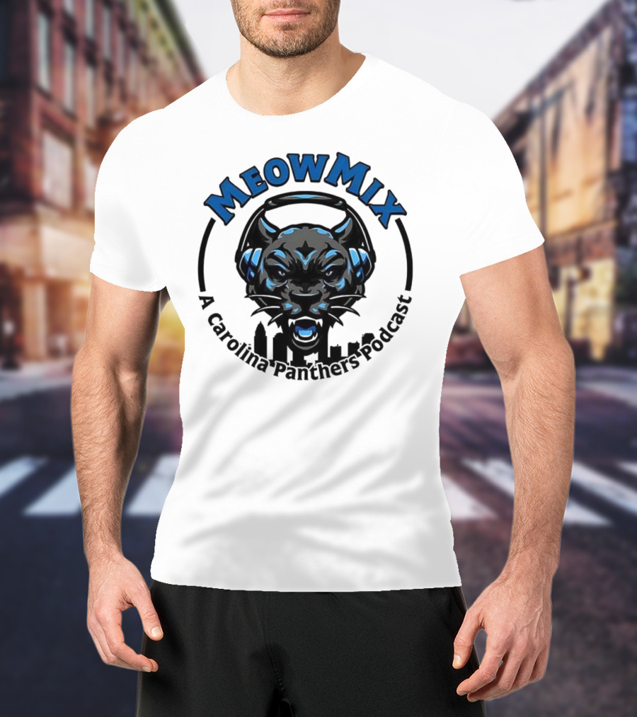 Meow MIX Carolina Panthers Podcast Panther Headphone Art T-Shirt