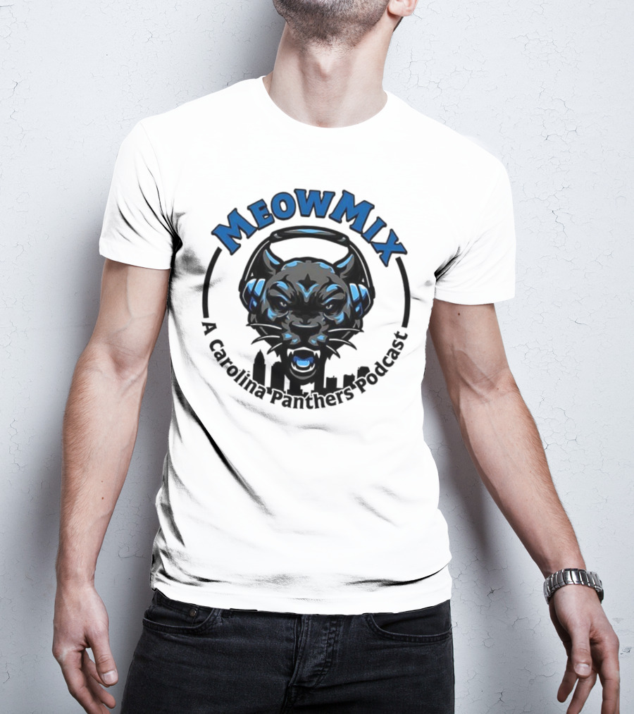 Meow MIX Carolina Panthers Podcast Panther Headphone Art T-Shirt