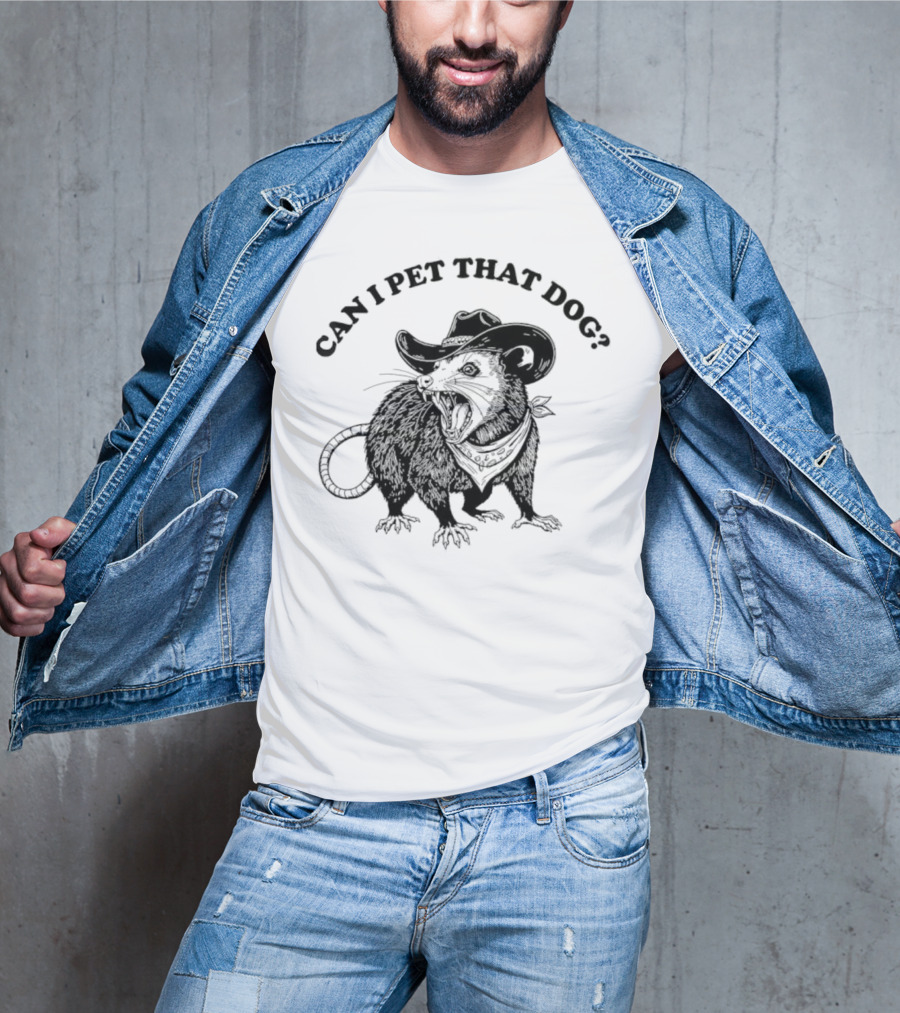Can I Pet That Dog Opossum Cowboy Hat T-Shirt