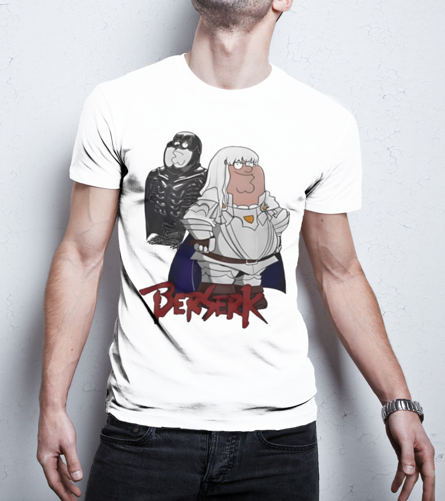 Peter Griffin Family Guy Berserk Crossover Meme Griffith Armor Guts Cosplay T-Shirt