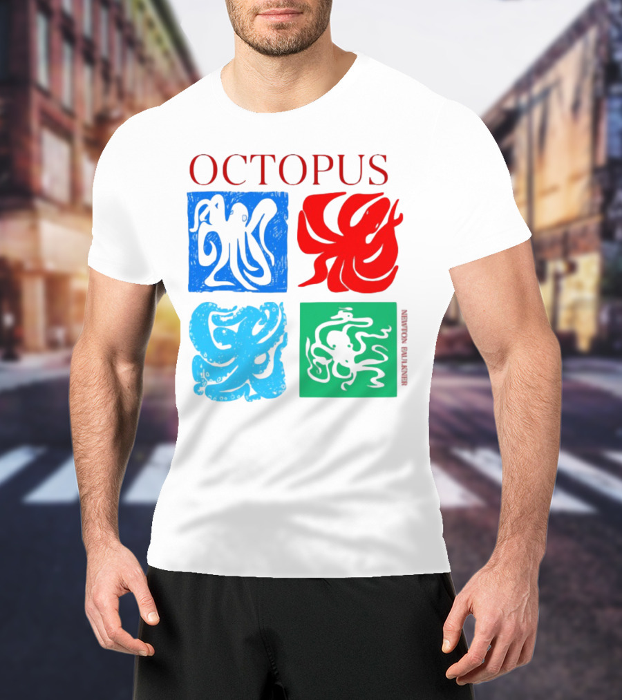NewtonFaulkner Octopus Colorful Pop Art Quartet T-Shirt