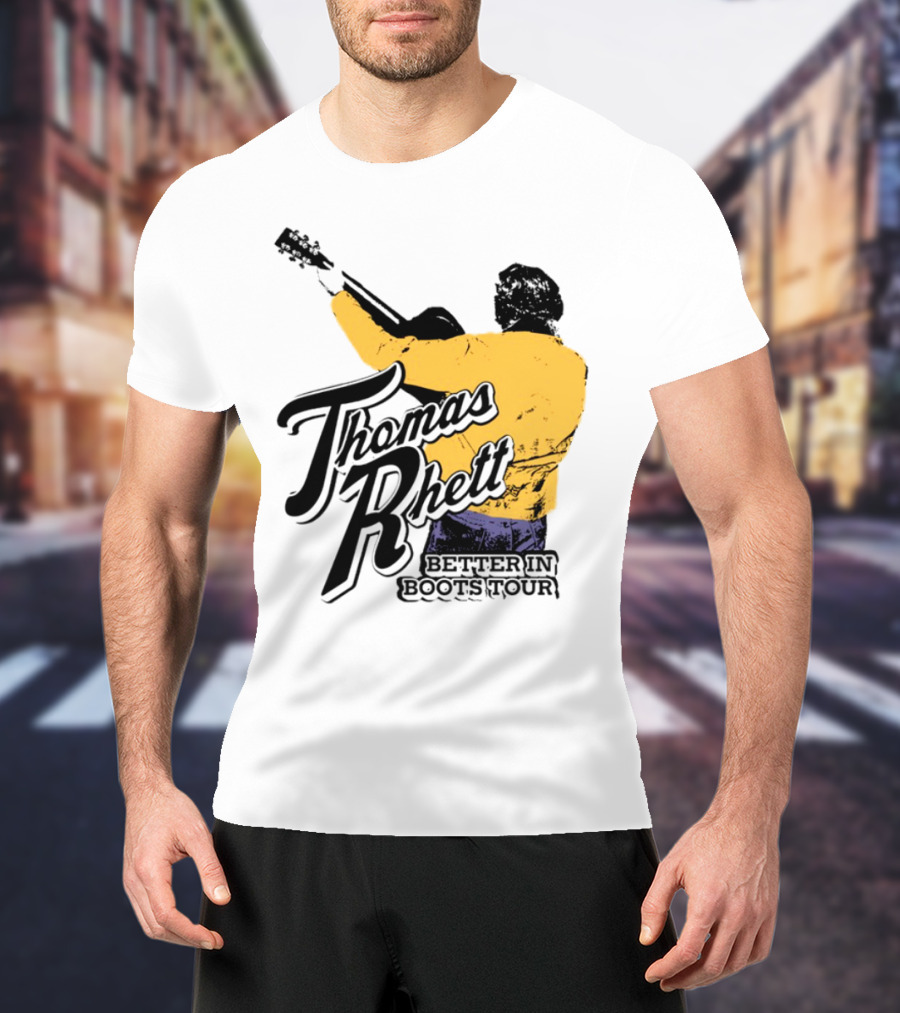 Thomas Rhett Better In Boots Retro Handgun Cowboy Boot Style T-Shirt