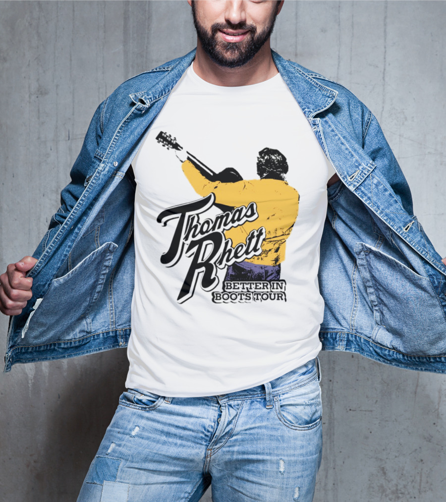 Thomas Rhett Better In Boots Retro Handgun Cowboy Boot Style T-Shirt