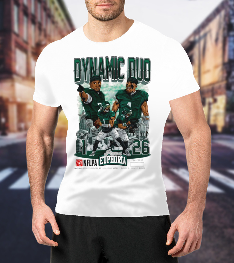 Jalen Hurts Saquon Barkley Dynamic Duo Philadelphia Eagles Planet Euphoria Neora 1 26 T-Shirt