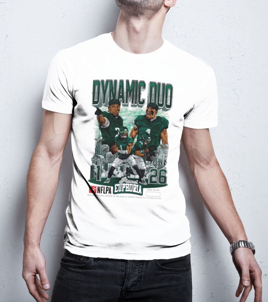 Jalen Hurts Saquon Barkley Dynamic Duo Philadelphia Eagles Planet Euphoria Neora 1 26 T-Shirt