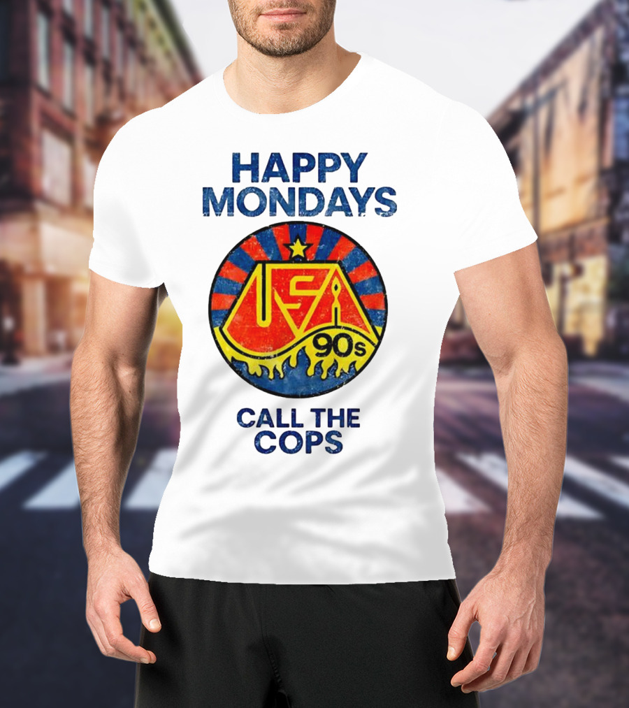 Happy Mondays USA 90s Call The Cops Starburst Retro T-Shirt