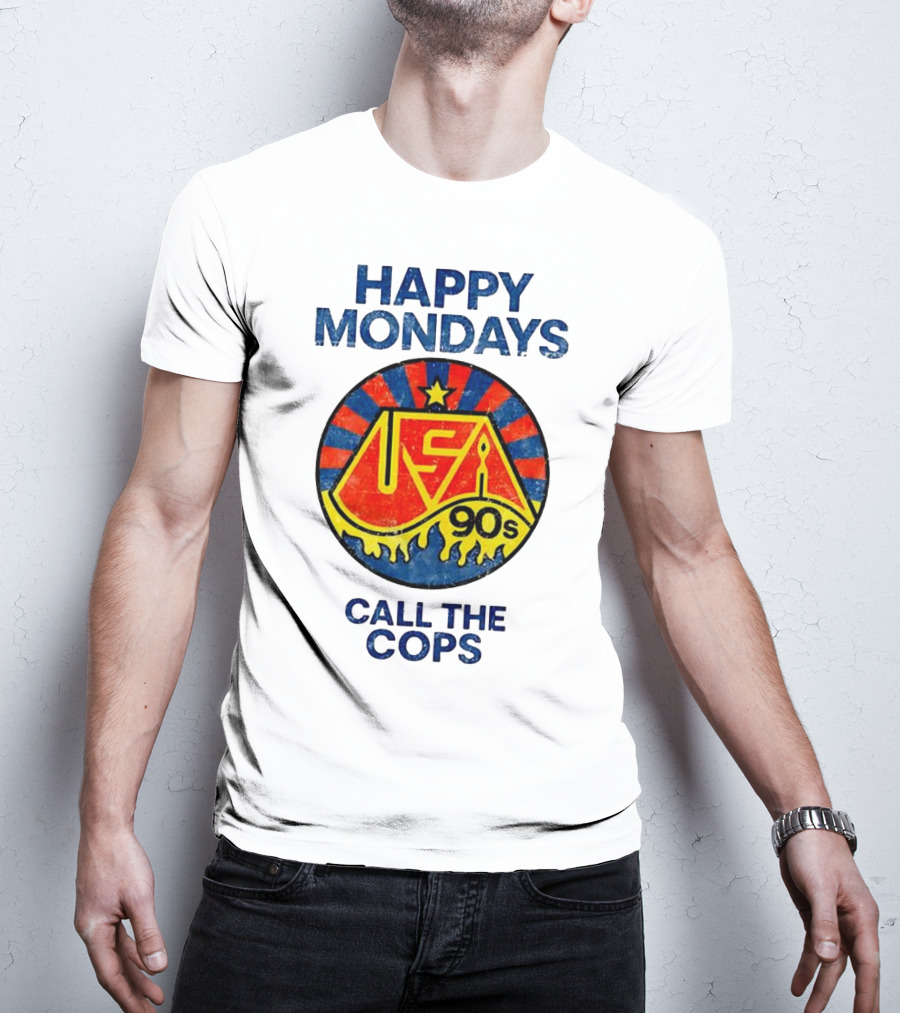 Happy Mondays USA 90s Call The Cops Starburst Retro T-Shirt
