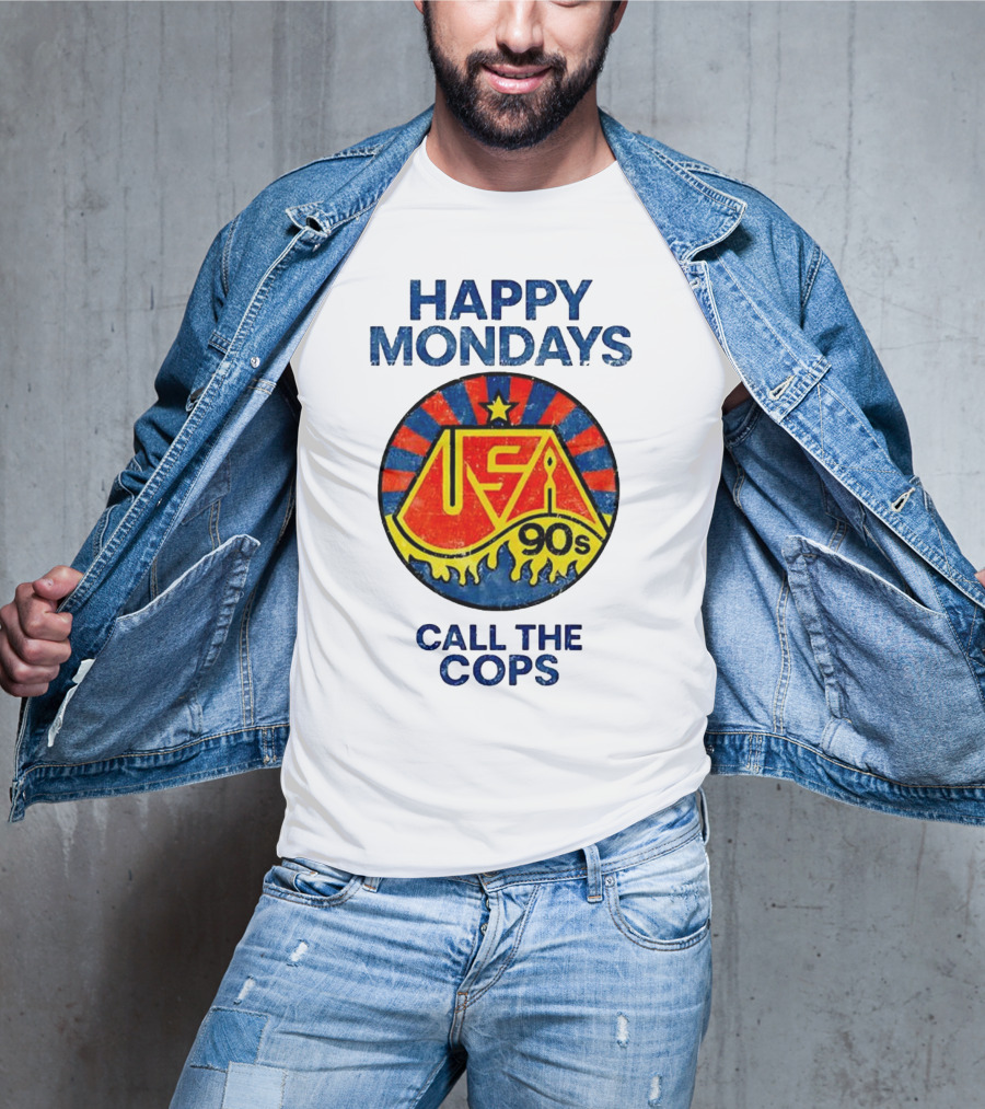 Happy Mondays USA 90s Call The Cops Starburst Retro T-Shirt