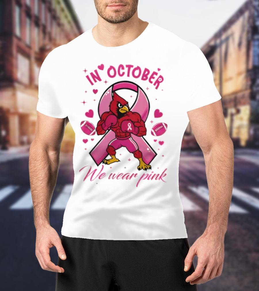 Louisville Cardinals In October We Wear Pink Tackle Cancer T-Shirt