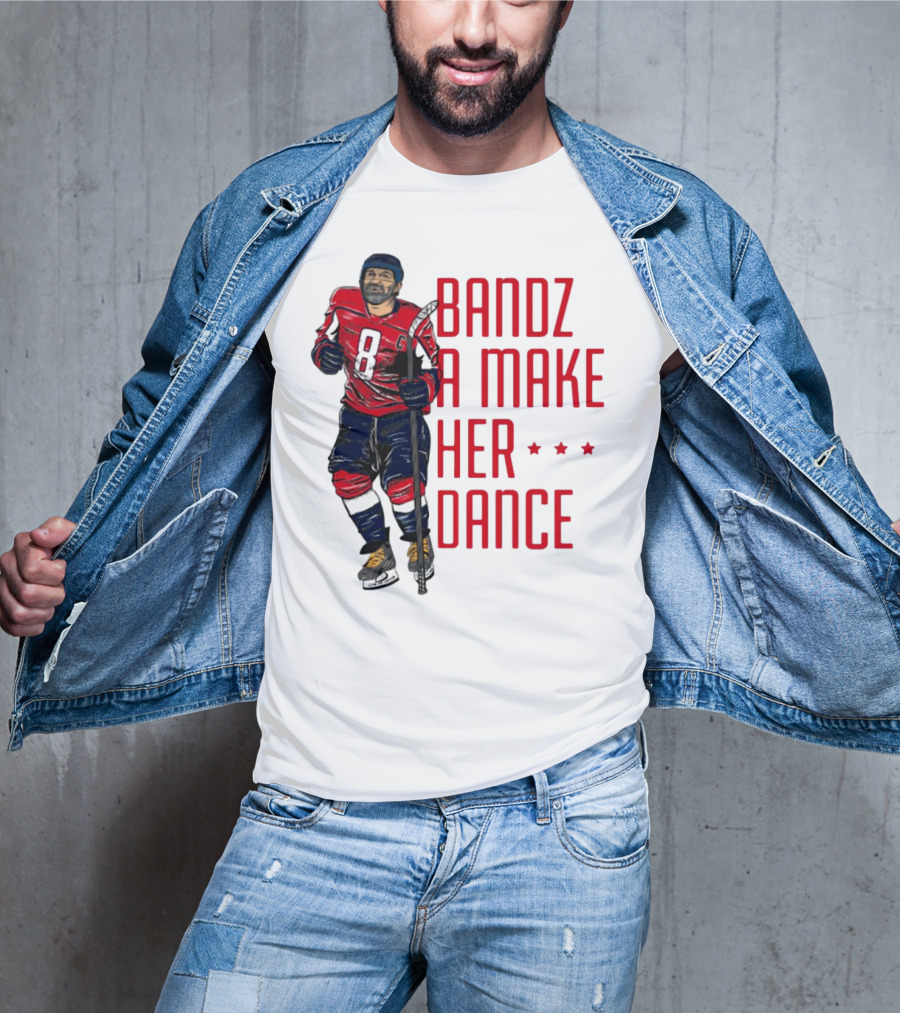 Bandz 8 A Make Her Dance Hockey Player Red Uniform T-Shirt