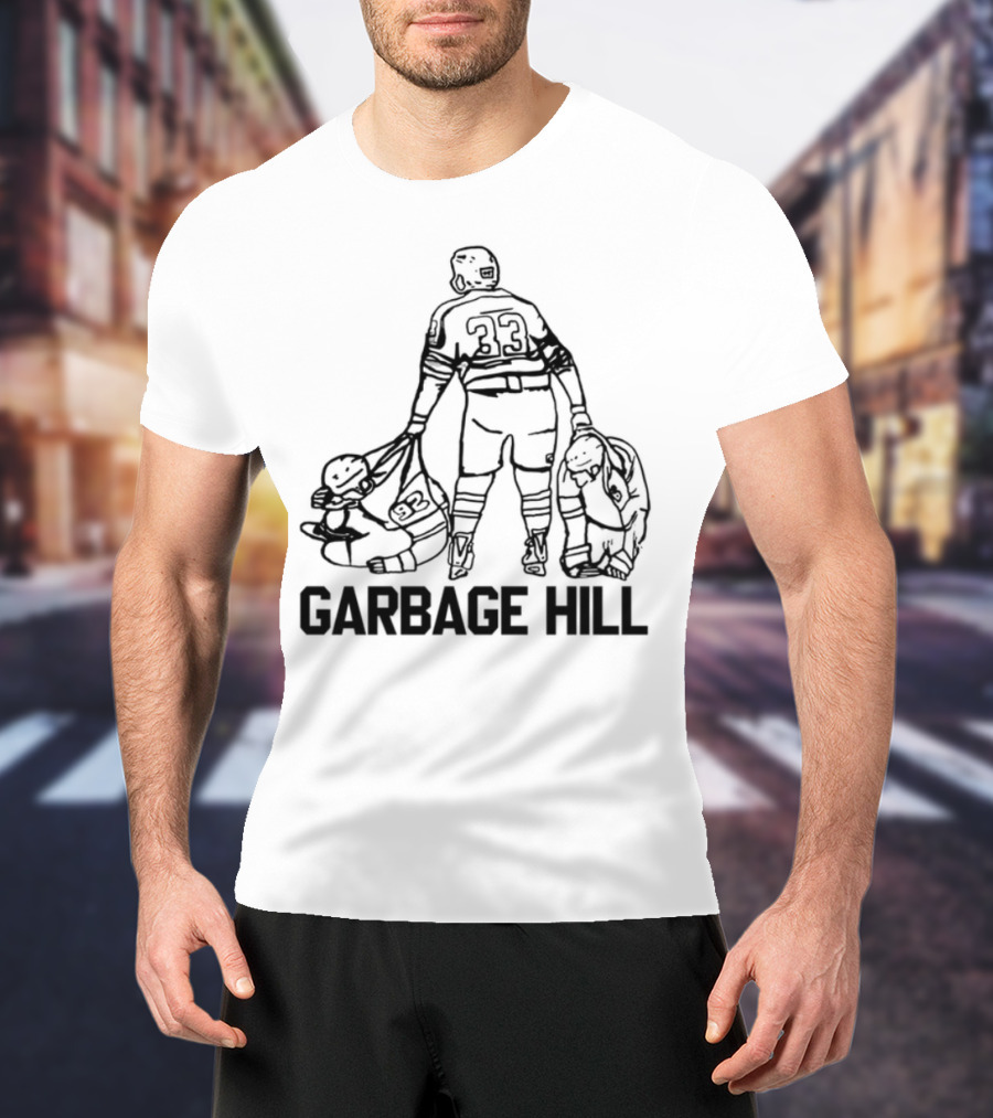Garbage Hill Hockey Player With Stick And Bag T-Shirt