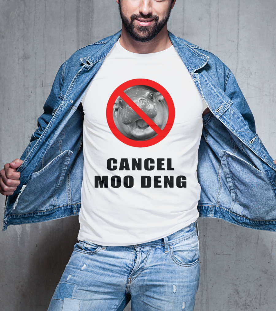 Pizzaslime Cancel Moo Deng No Entry Sign T-Shirt