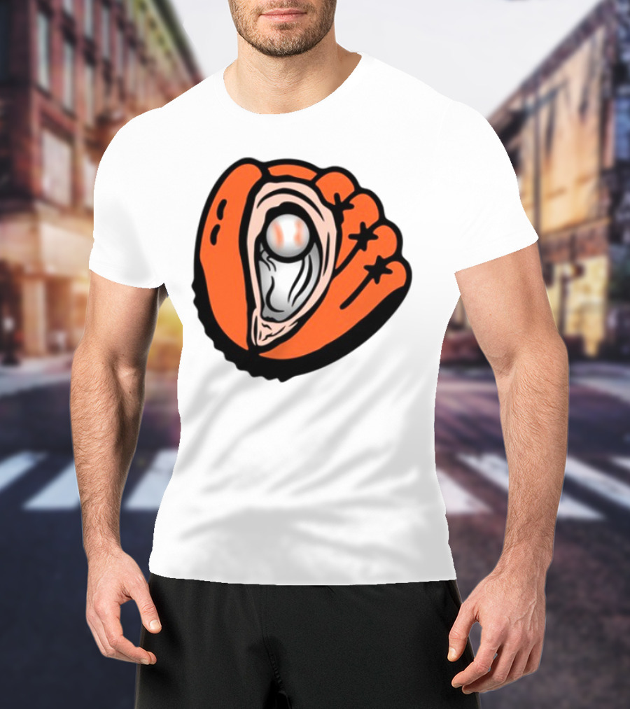 Chesapeake Oyster Catchers Baseball Glove And Pearl T-Shirt