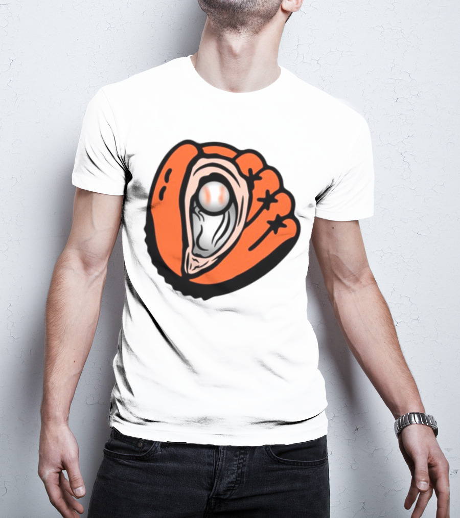 Chesapeake Oyster Catchers Baseball Glove And Pearl T-Shirt