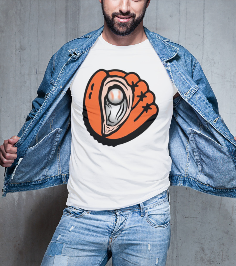 Chesapeake Oyster Catchers Baseball Glove And Pearl T-Shirt