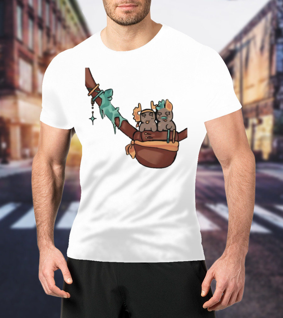 Coilpunk Steamcoil Phighting Cute Duo In Bag With Antlers And Spear T-Shirt