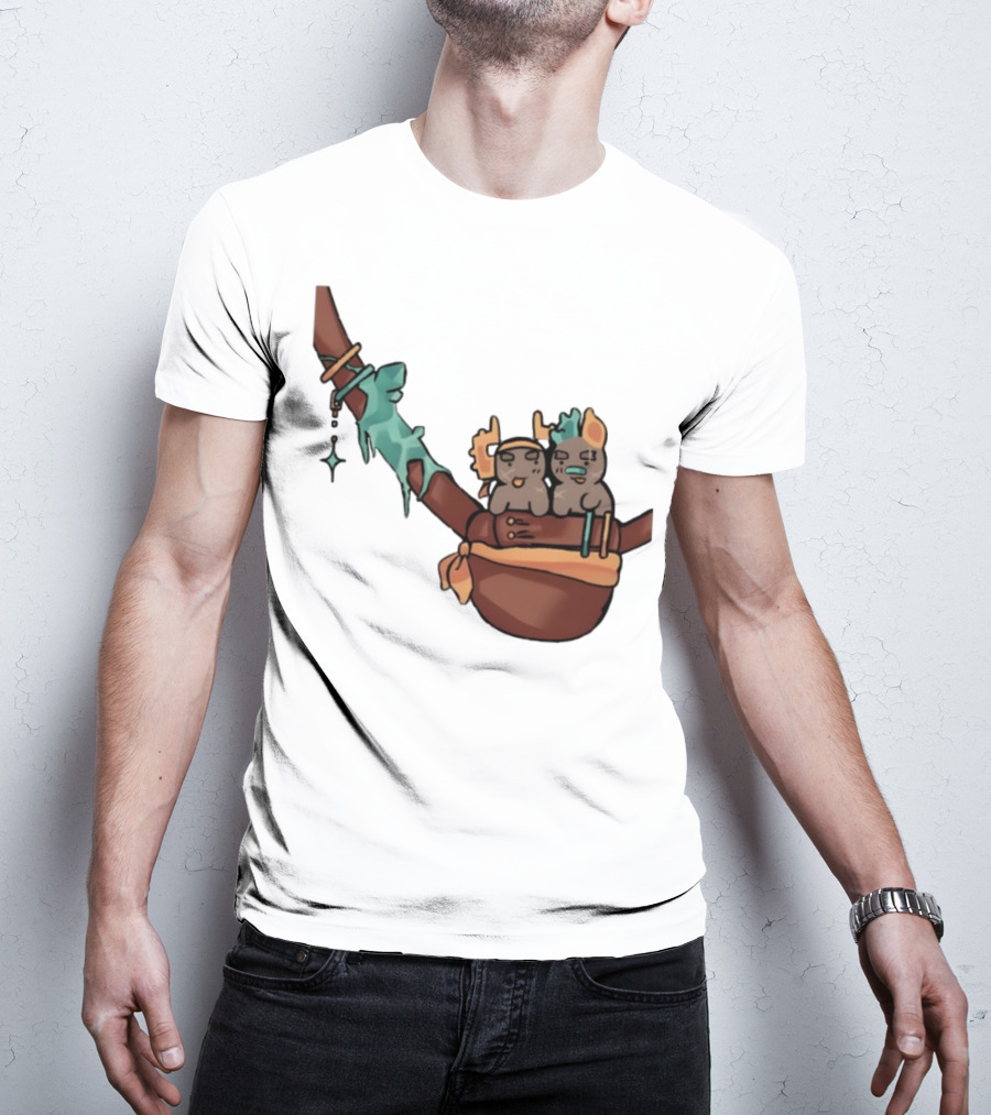 Coilpunk Steamcoil Phighting Cute Duo In Bag With Antlers And Spear T-Shirt