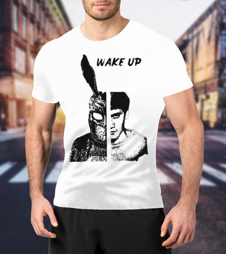 Donnie Darko Wake Up Split Face Frank And Donnie Portrait T-Shirt
