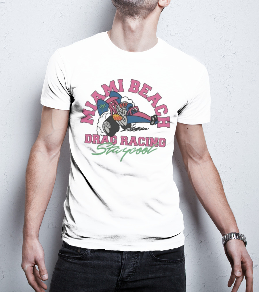 Miami Beach Drag Racing Staycool Racing Imagery T-Shirt