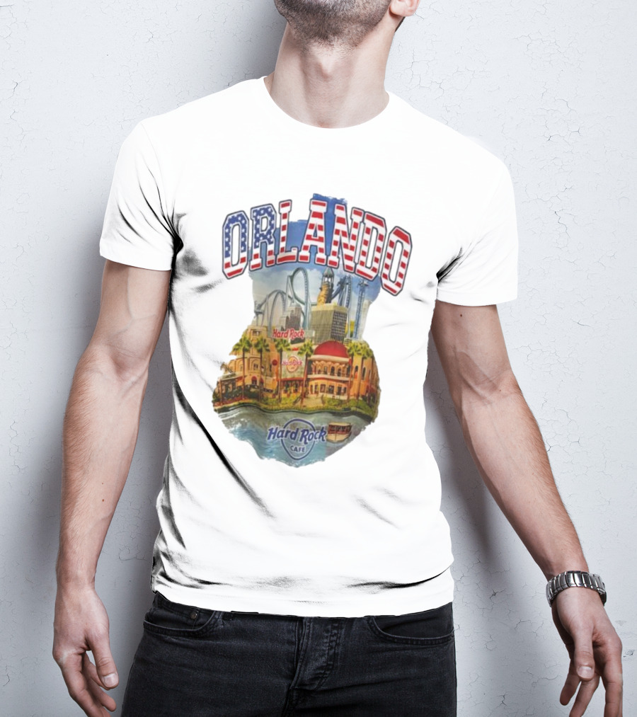 Hard Rock Cafe Orlando American Flag Skyline Roller T-Shirt