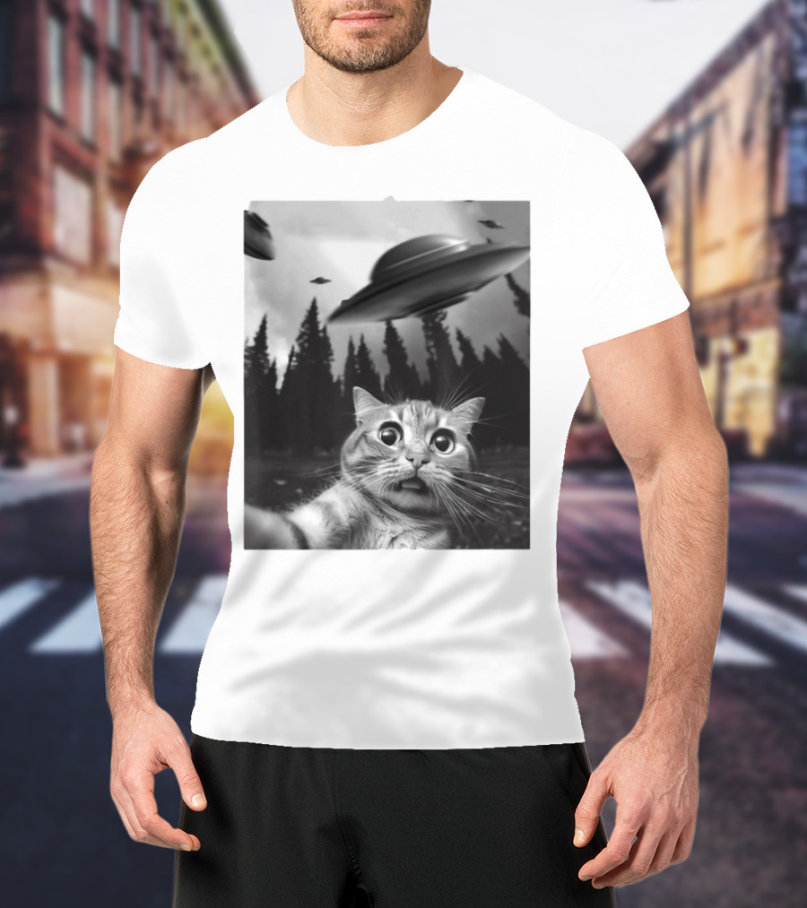 Keith Hernandez Cat Selfie Ufos Forest Scene T-Shirt