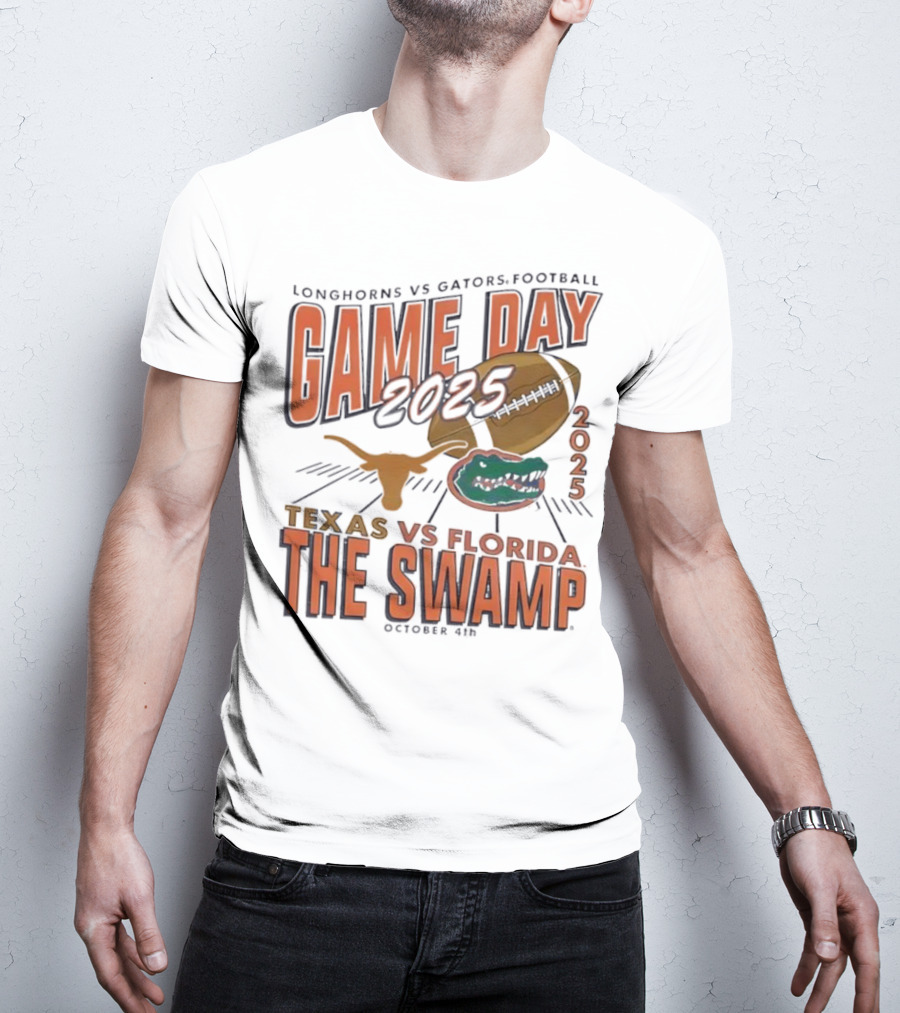Longhorns Vs Gators Football Game Day 2025 Texas Vs Florida The Swamp October 4th T-Shirt