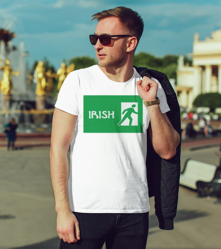 Emotionalclub Irish Exit Green Emergency Sign Style T-Shirt