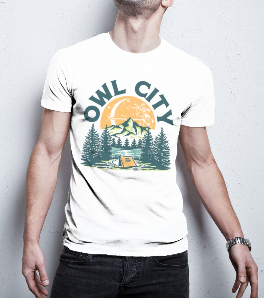 Owl City Mountains Camping Under Moon St. Patrick's Day T-Shirt