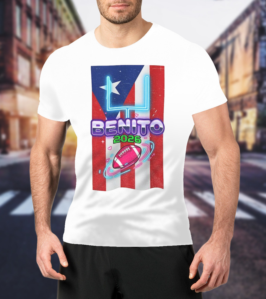 Benito 2026 Bad Bunny Super Bowl Halftime Show Fan Football Puerto Rico Flag T-Shirt