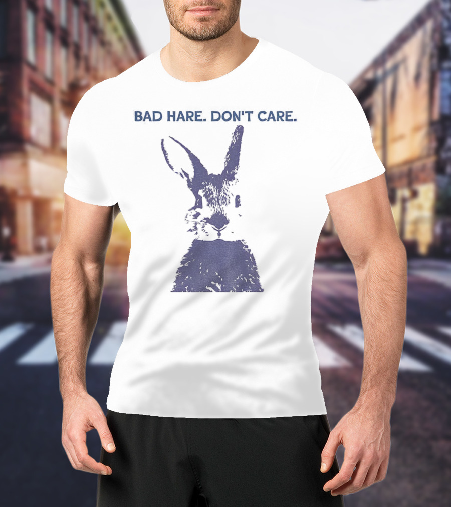 Funny Easter Bad Hare Don’t Care Vintage Rabbit Silhouette T-Shirt
