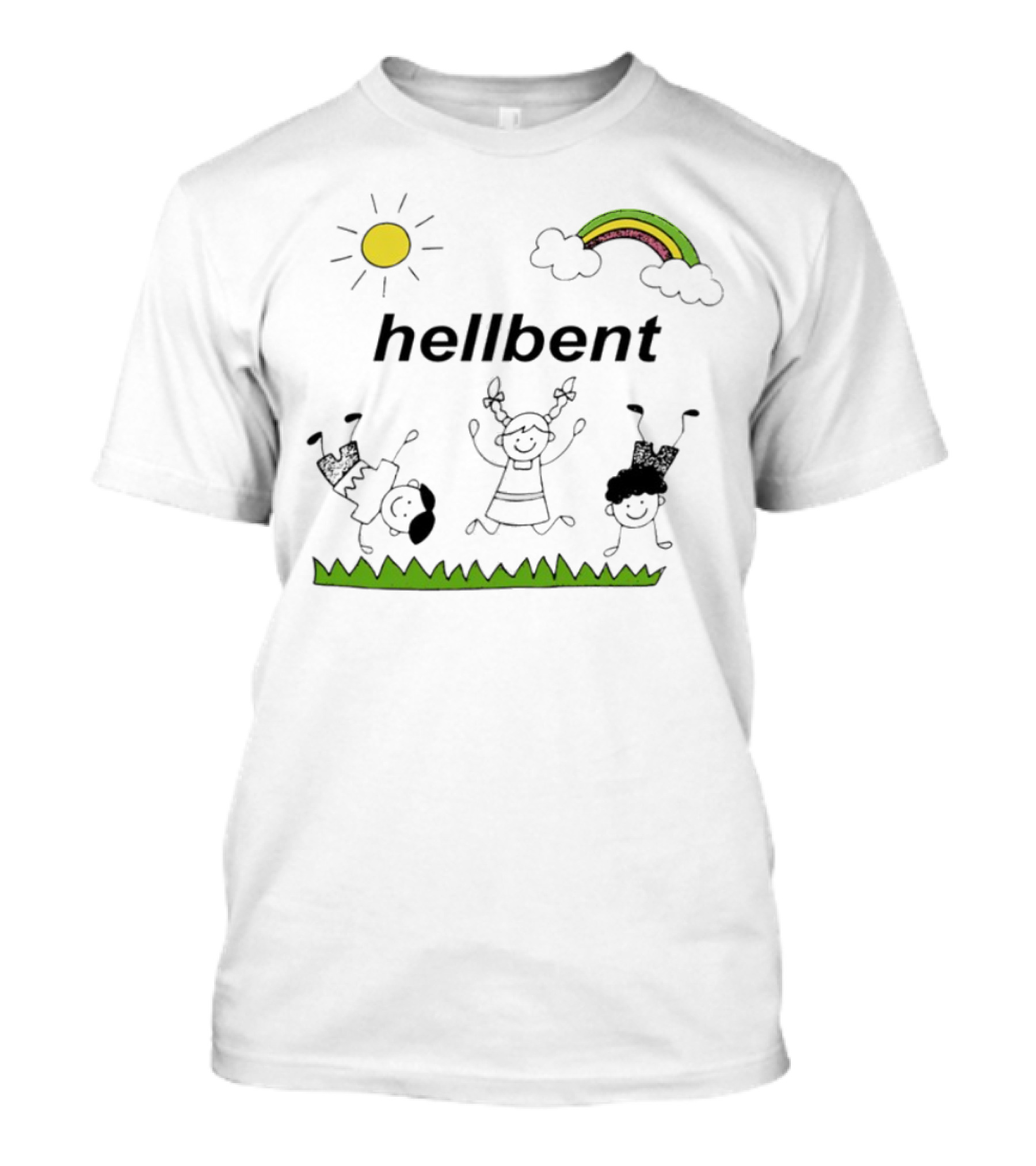 Hellbent Young Rebels Sun Rainbow Grass Playful Art T-Shirt