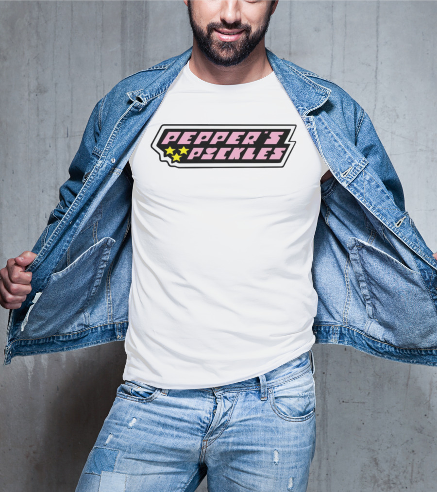 Pepper's Pickles Pink Heart Stars Retro Style T-Shirt