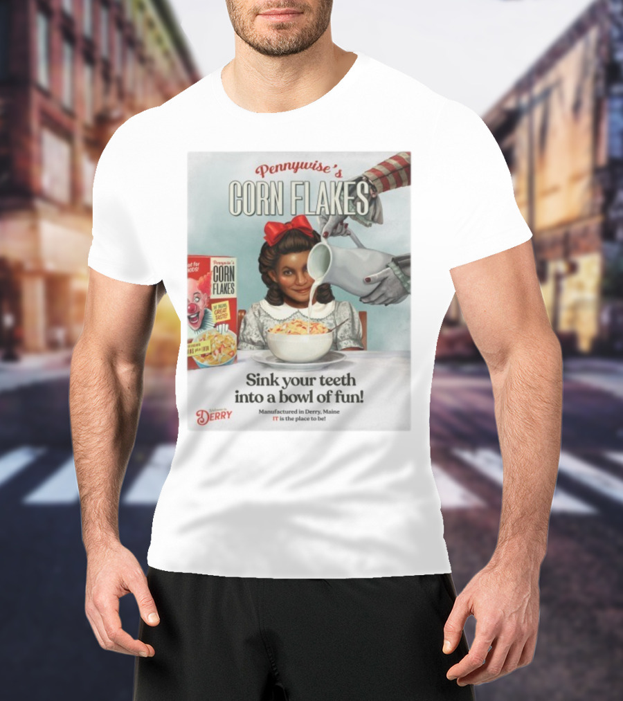 Pennywise’s Corn Flakes Sink Your Teeth Into A Bowl Of Fun IT Welcome To Derry October 26 2025 T-Shirt