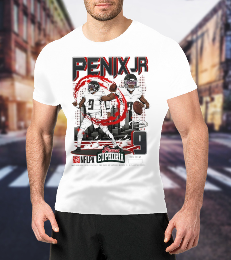 Penix Jr. NFLPA Planet Euphoria Number 9 Football Theme T-Shirt
