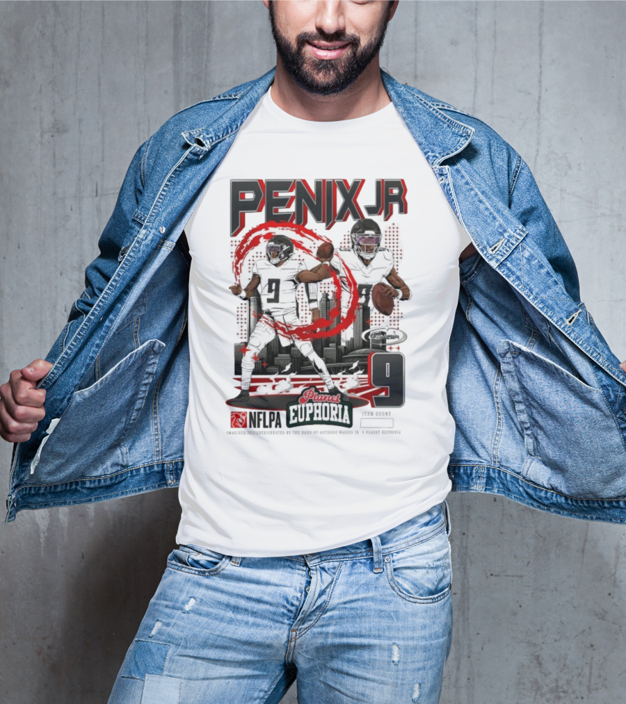 Penix Jr. NFLPA Planet Euphoria Number 9 Football Theme T-Shirt