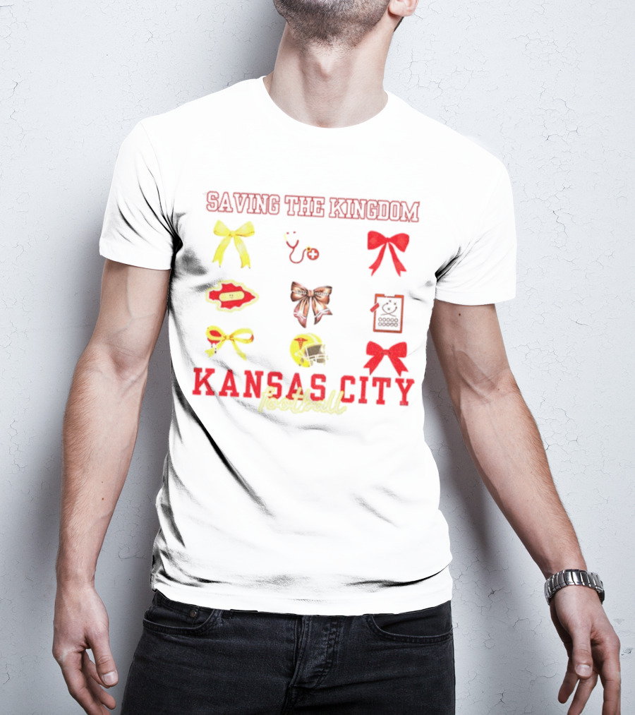 Saving The Kingdom Kansas City Football Bows Game Day Chiefs T-Shirt