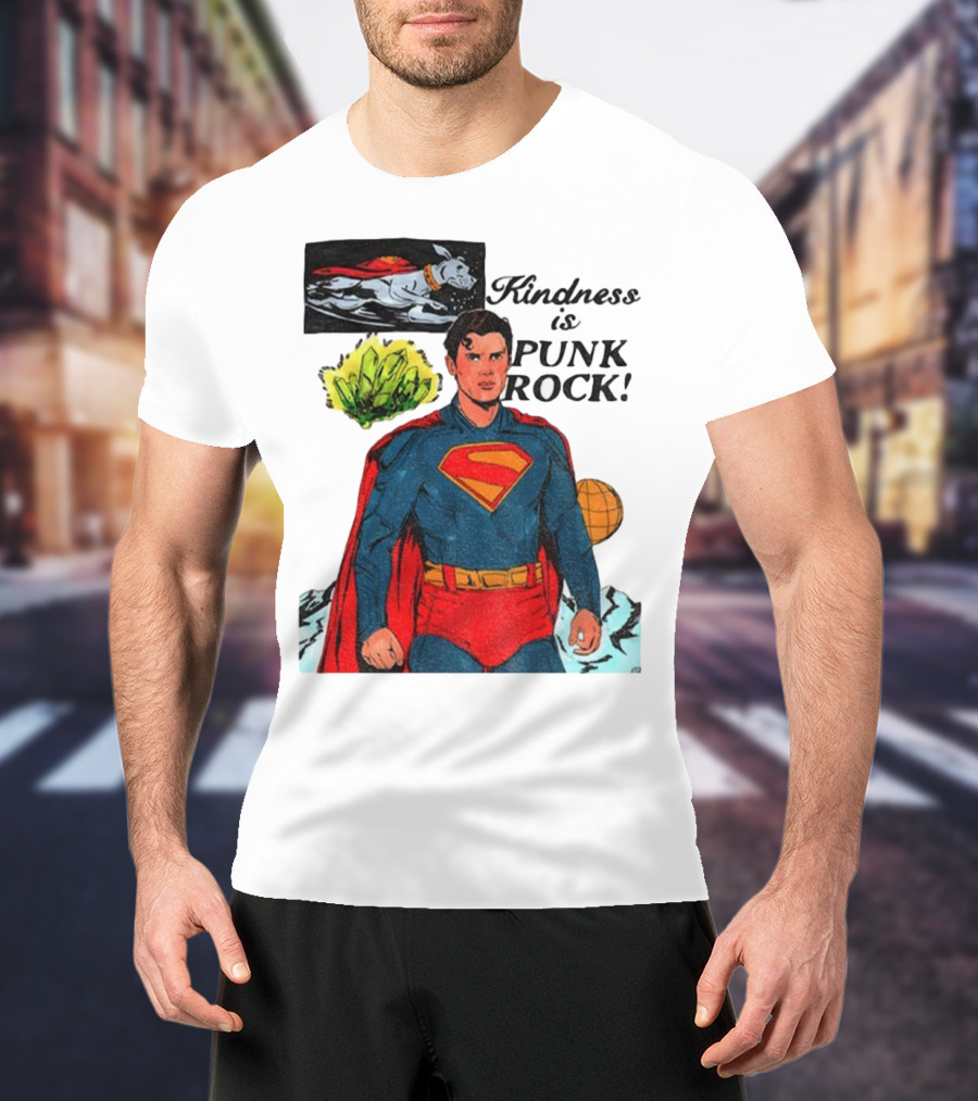 Superman DC Kindness Is Punk Rock Krypton Dog Caped Hero T-Shirt